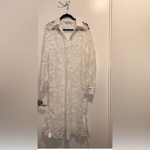 VNTG Christian Dior Lace Tunic Dress Made in France Boho Cotton Size M